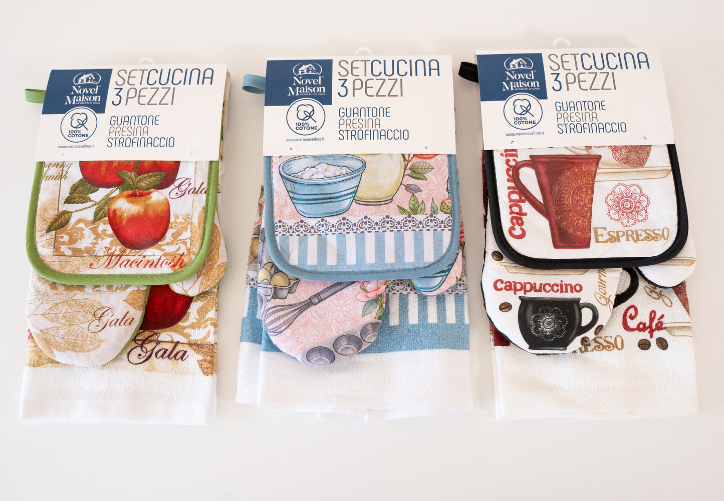 Novel Maison - Set Cucina 3 Pezzi 100% Cotone - Art. Cook